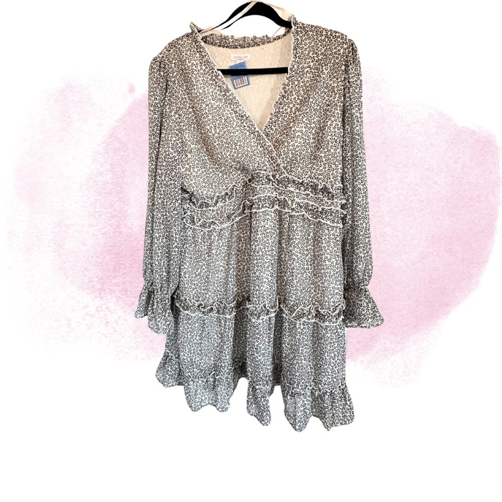 Cato Black and White Long Sleeve Dress